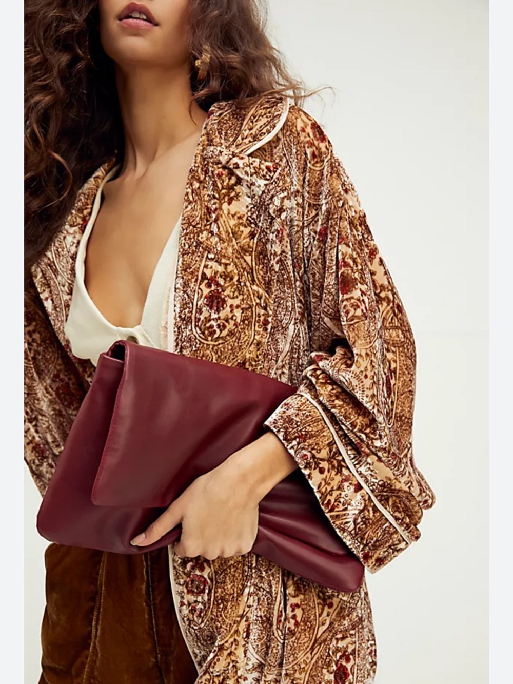 Free People Sweet Escape Velvet Paisley Printed Duster Jacket M